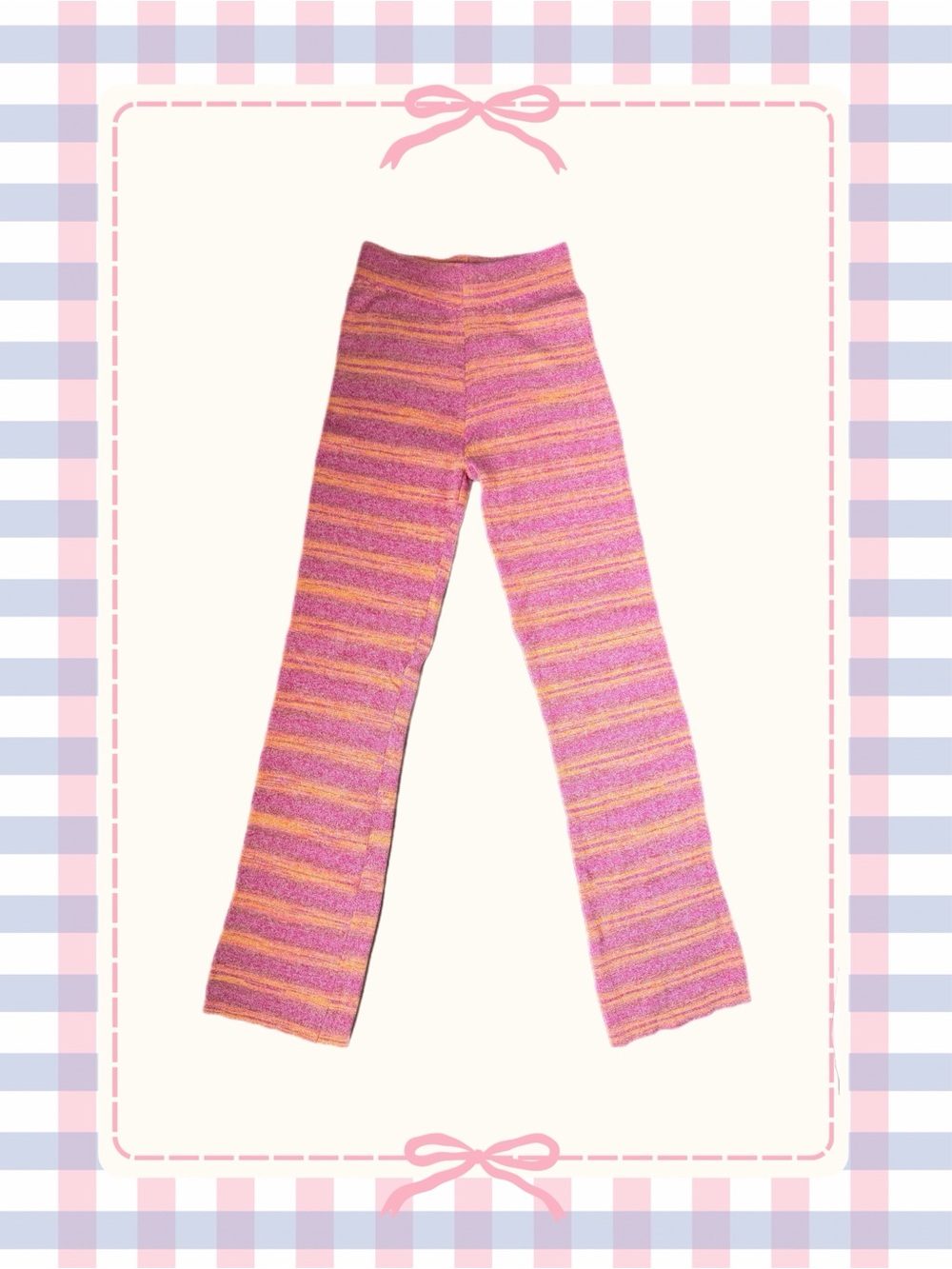 Wild Fable Pink & Orange Striped Knit Flare Pants